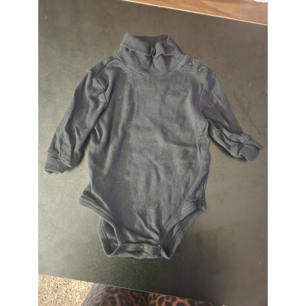 Leveret Baby 6M Black Long Sleeve Solid Bodysuit Shoulder Snap